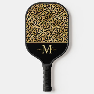 Raquette De Pickleball Élégant léopard doré Personnalisé