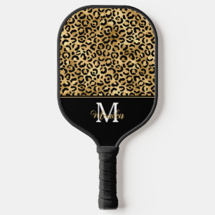 Raquette De Pickleball Élégant léopard doré Personnalisé
