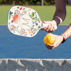 Raquette De Pickleball Élégant modèle floral Monogramme