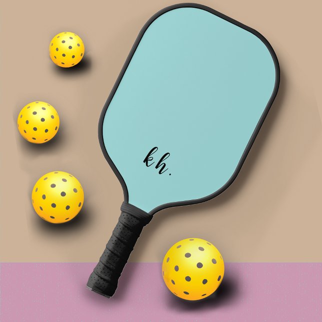 Raquette De Pickleball Élégant Monogramme Bleu Fille Initiales (Créateur téléchargé)