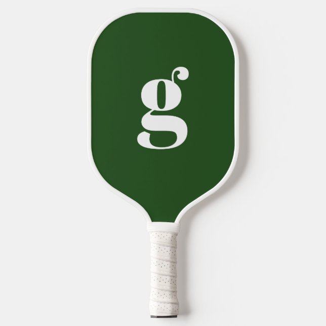 Raquette De Pickleball Élégant Monogramme Initial Gras Vert Pin (Recto)