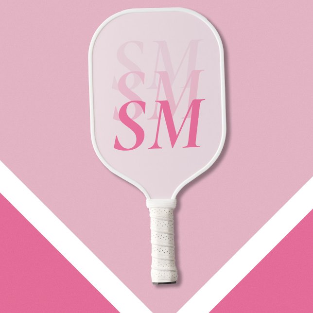 Raquette De Pickleball Élégant Monogramme initial rose moderne (Créateur téléchargé)