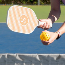 Élégant Monogramme rayé Bleu Paddle Pickleball