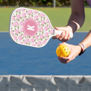Raquette De Pickleball Élégant Motif de fleurs d'hydragea rose