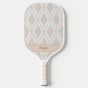 Raquette De Pickleball Élégant Motif élégant Chic Monogram Girly Rose