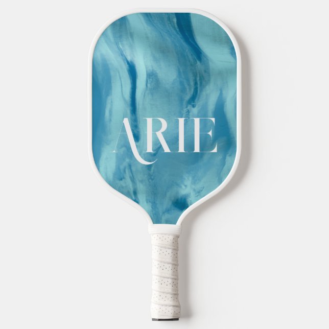 Raquette De Pickleball Elégant Motif personnalisé Wavy Blue (Recto)