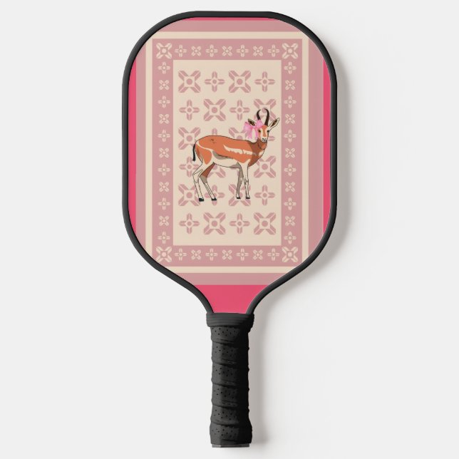 Raquette De Pickleball Elegant Pink Doe-patterned Christmas  (Recto)
