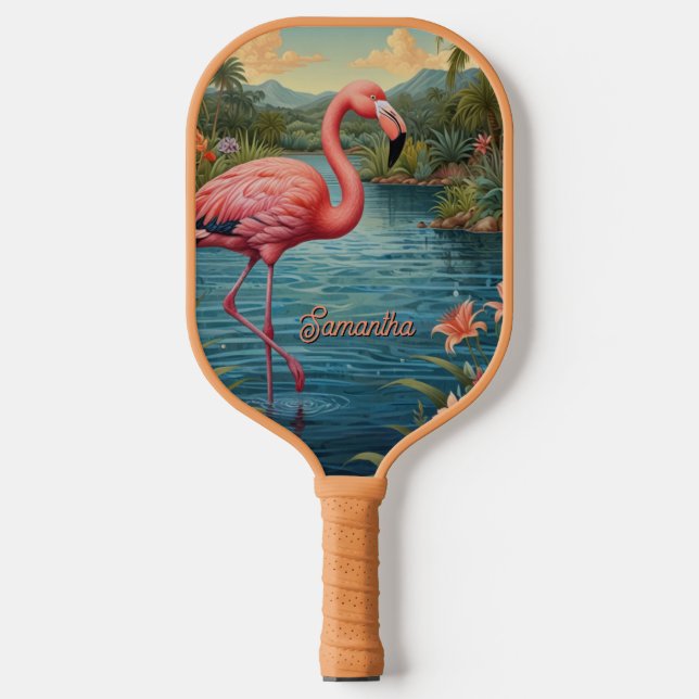 Raquette De Pickleball Elegant pink flamingo tropical paradise   (Recto)