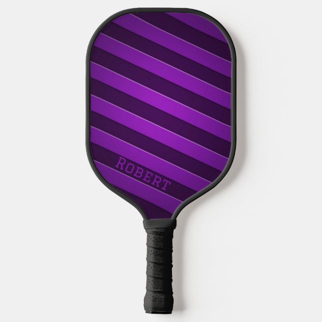 Raquette De Pickleball Elegant Purple Personalized Script Name (Verso)