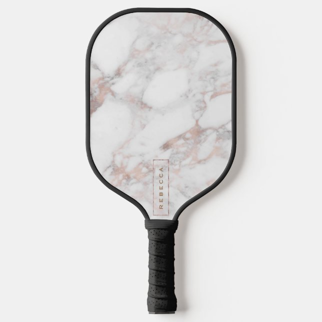 Raquette De Pickleball Elégant Rose de luxe en or Faux Marble (Recto)