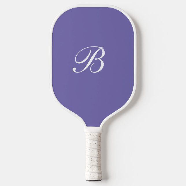Raquette De Pickleball Élégant script de monogramme violet (Recto)