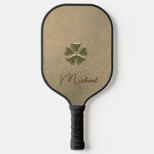 Raquette De Pickleball Elégant Shamrock Patrick's Day Leather