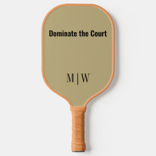 Raquette De Pickleball Elégant Slogan Sand Ecru & Black   Monogramme mode