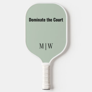 Raquette De Pickleball Élégant Slogan Vert, Noir Monogramme moderne