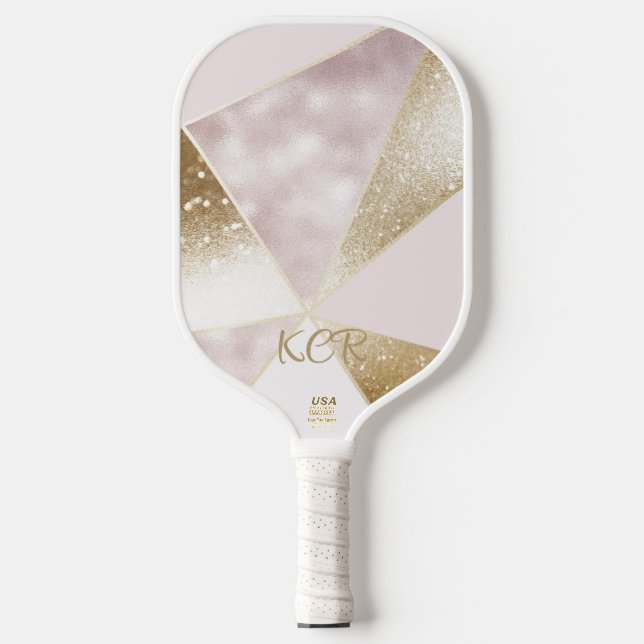 Raquette De Pickleball Elégante Parties scintillant or rose Personnaliser (Recto)