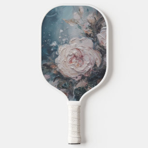 Raquette De Pickleball Élégante Rose de peinture à l'huile végétale fémin
