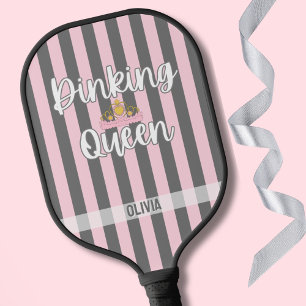 Raquette De Pickleball Élégantes rayures roses et grises Minimaliste sur