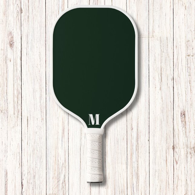 Raquette De Pickleball Emerald Green et blanc Monogramme moderne (Créateur téléchargé)
