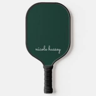 Raquette De Pickleball Émeraude verte Moderne Monogramme élégant