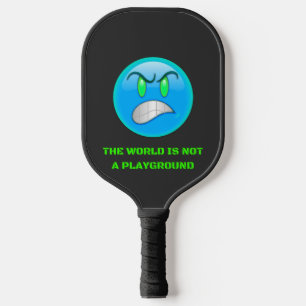 Raquette De Pickleball Émoji bleu, yeux verts et en colère