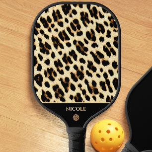 Raquette De Pickleball Empreinte de léopard Motif noir & Tan Lumière Brow