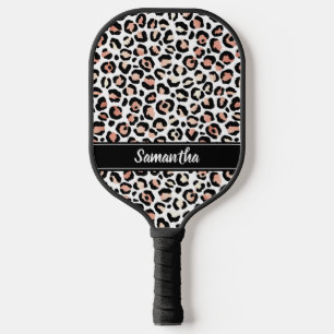Raquette De Pickleball Empreinte de léopard or Rose chic personnalisé