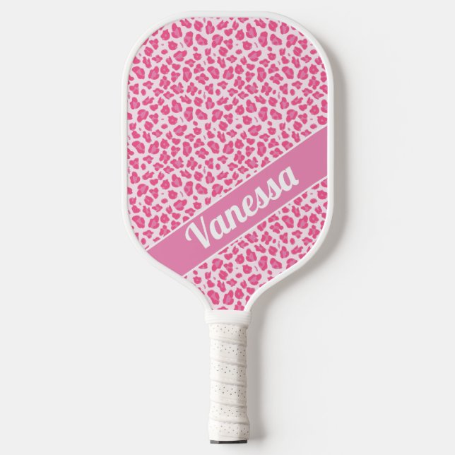 Raquette De Pickleball Empreinte de léopard rose personnalisé - Filles (Recto)