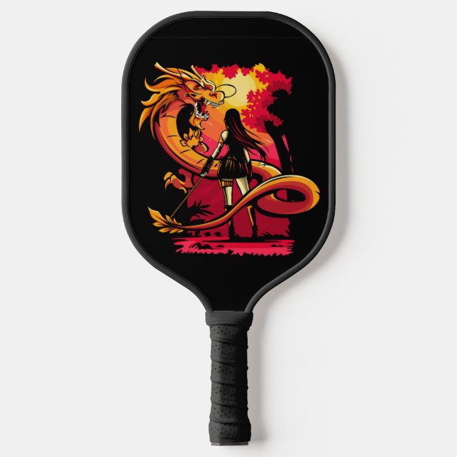 Raquette De Pickleball Esquisse de calque dragon très Cool (Recto)