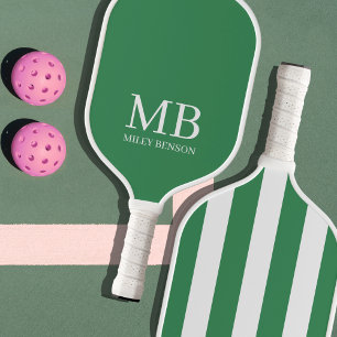 Raquette De Pickleball Esthétique Country Club Green Stripes Monogram mig