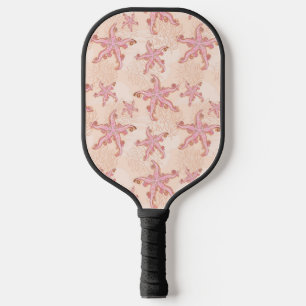 Raquette De Pickleball Étoiles de mer et motif pastel rose corail