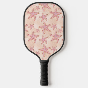 Raquette De Pickleball Étoiles de mer et motif pastel rose corail