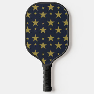 Raquette De Pickleball Etoiles d'or sur bleu marine - Élégant et intempor