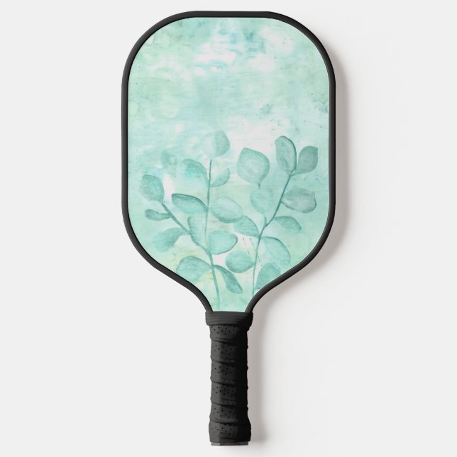 Raquette De Pickleball Eucalyptus aquarelle dans les verts doux (Recto)