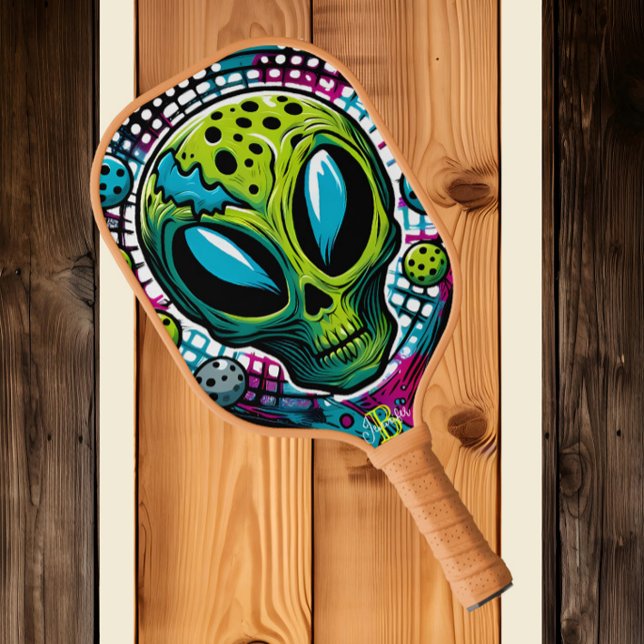 Raquette De Pickleball Extraterrestre énigmatique : Tête Alien verte (Créateur téléchargé)