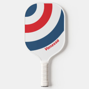 Raquette De Pickleball Facteur Cercle Nostalgique Rayé avec Nom