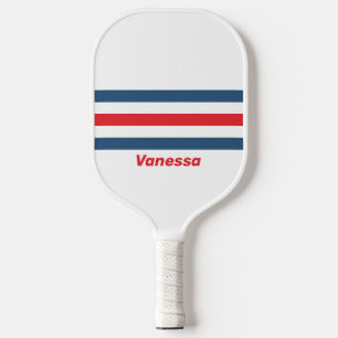 Raquette De Pickleball Facteur Nostalgique à travers les rayures avec nom