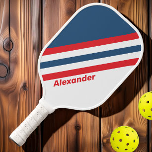 Raquette De Pickleball Facteur Sportif Rayures Nostalgiques avec Nom