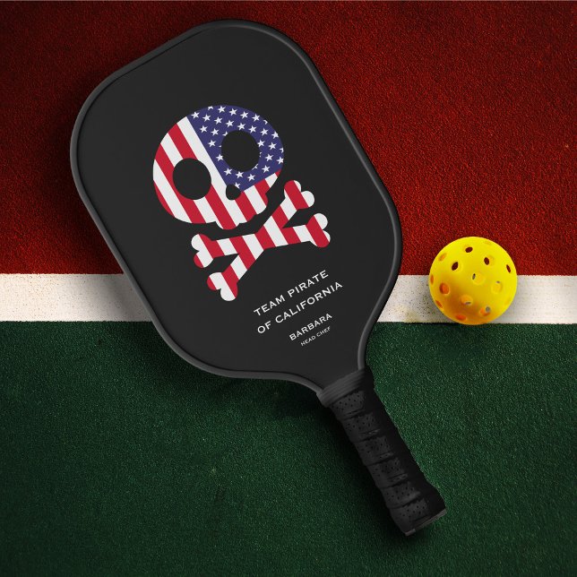 Raquette De Pickleball Famille de l'équipe de Pickleball des os crâniens  (4th of July US Flag American Flag Skull Bones Pickleball Team Family Pickleball Paddle
)