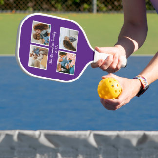 Raquette De Pickleball Famille personnalisée 4 photo collage modèle