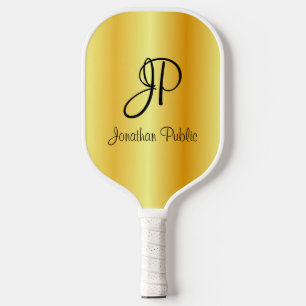 Raquette De Pickleball Faux Gold Deux Côtés Monogramme Élégant Modèle Cho