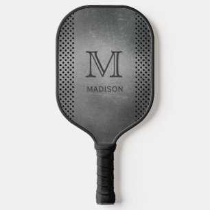 Raquette De Pickleball Faux Metal monogramme et nom personnalisés