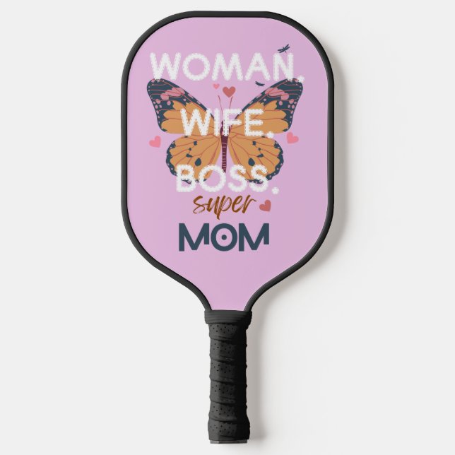 Raquette De Pickleball Femme, femme, patron, super maman (Recto)