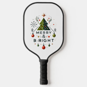 Raquette De Pickleball Festive Joyeux et brillant Design d'arbre de Noël