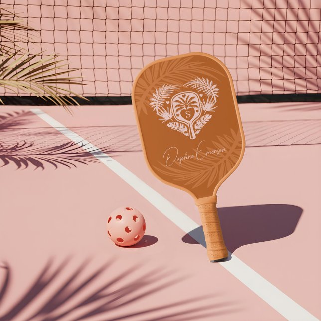 Raquette De Pickleball Fête des mariées de Pickleball Retro Tropical Palm (Retro Tropical Palm Tree Pickleball Bridal Shower Carbon Fiber Pickleball Paddle)