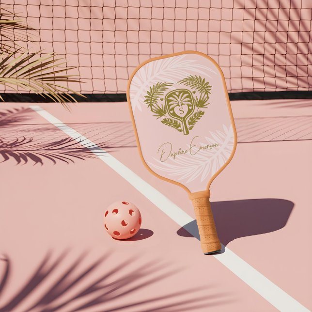 Raquette De Pickleball Fête des mariées de Pickleball Retro Tropical Palm (Retro Tropical Palm Tree Pickleball Bridal Shower Carbon Fiber Pickleball Paddle)