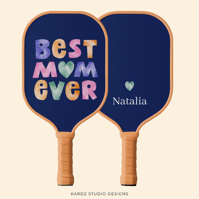 Raquette De Pickleball Fête des mères de la meilleure mère personnalisée (Image shows front and back of this personalized pickleball paddle. A great gift for MOM.)
