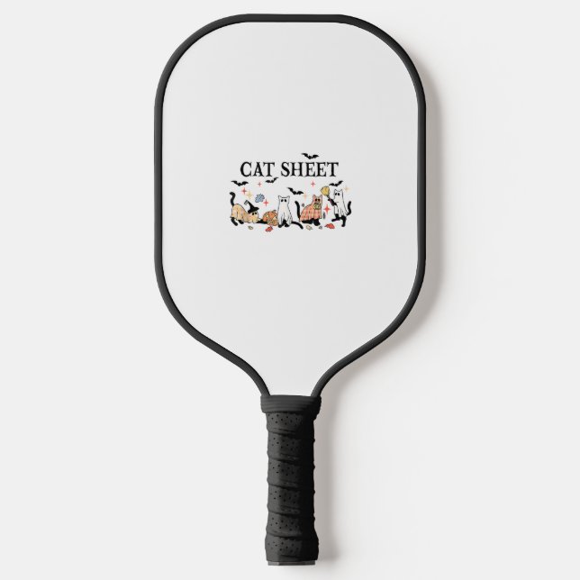 Raquette De Pickleball Feuille de chat Cute Chats noirs en Ghost Hallowee (Recto)