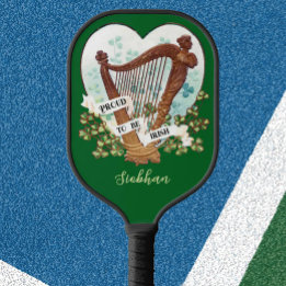 Raquette De Pickleball Fier d'être irlandais Vintage harpe et Shamrock pe