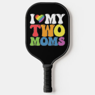 Raquette De Pickleball Fierté LGBT J'aime mes deux mamans Gay Lesbienne S