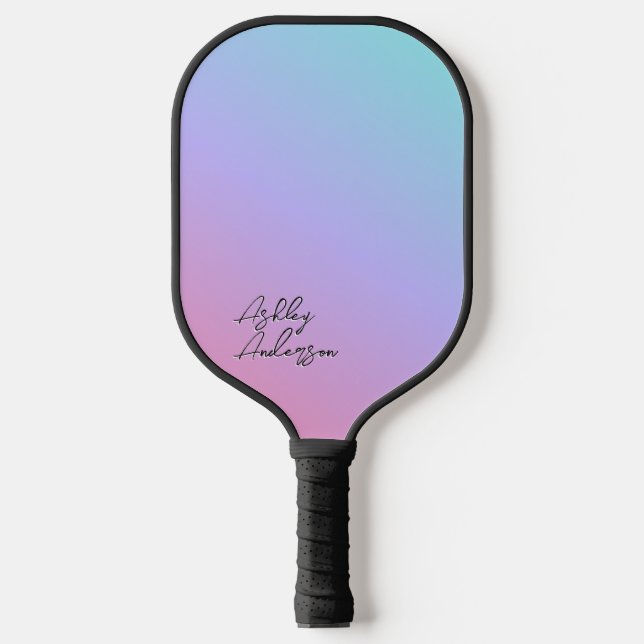 Raquette De Pickleball Fille mignonne Pastel Bleu violet rose Monogramme  (Recto)